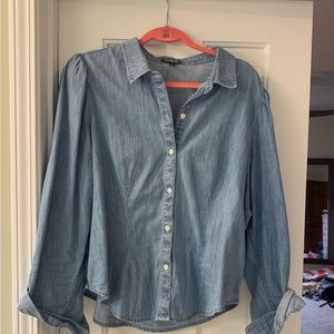 Express Puff Sleeve Denim Shirt XL